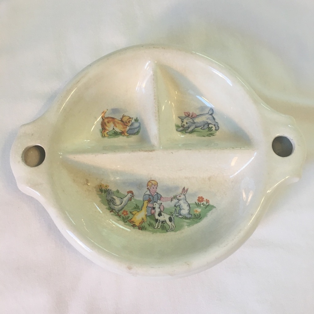 Vintage Children’s Heavy Ceramic Warming Dish